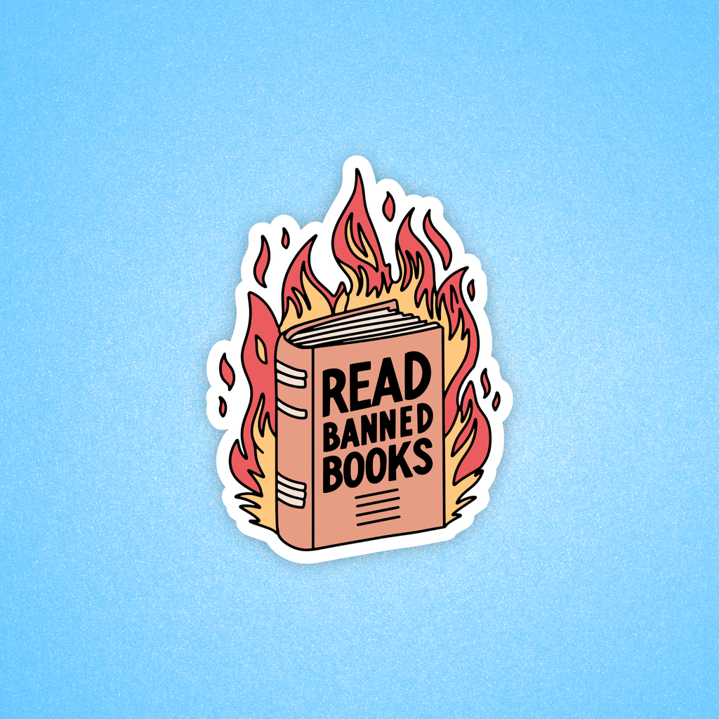 Read banned books, Bookish sticker, Laptop sticker 